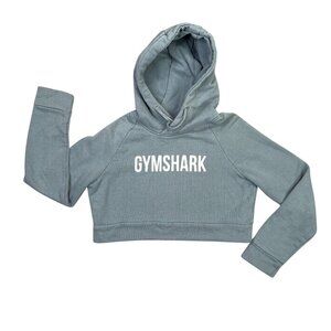 Gymshark Hoodie Womens XS Green Cropped Training Hooded Sweatshirt Raglan Sleeve